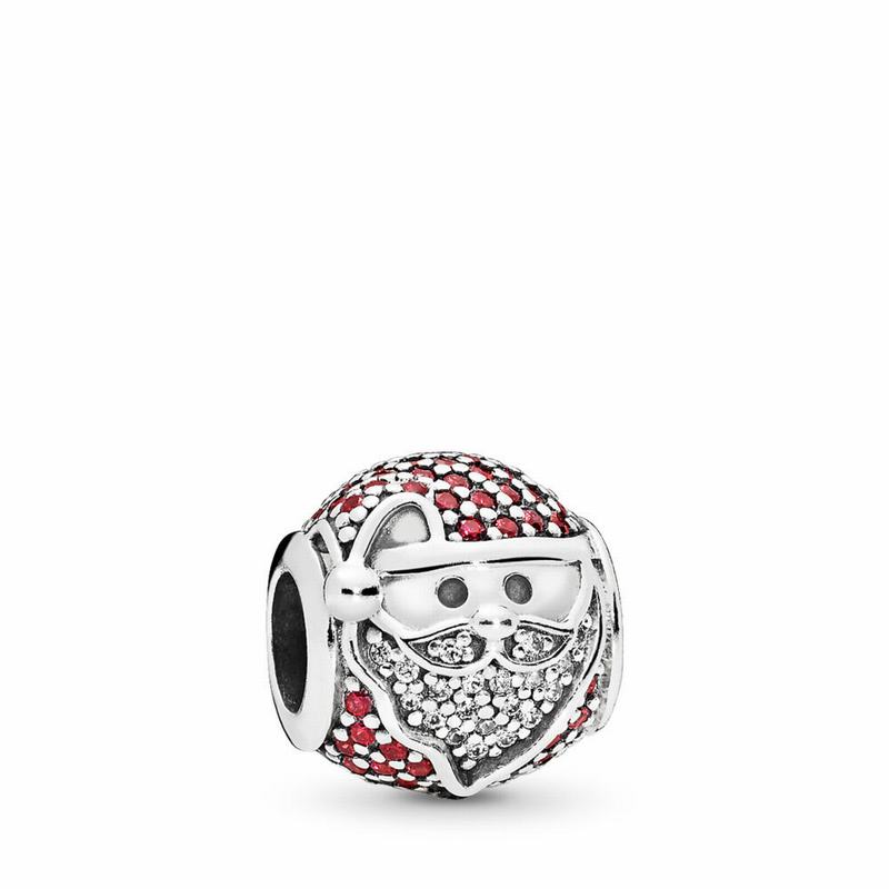 Pandora Sparkling Jolly Santa Charm - Sterling Silver/Red/Cubic Zirconia - Canada | ZO3138YA